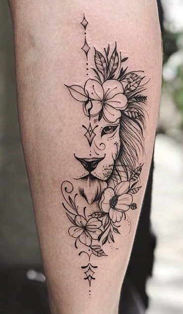 45 tatuagens de leão para as mulheres