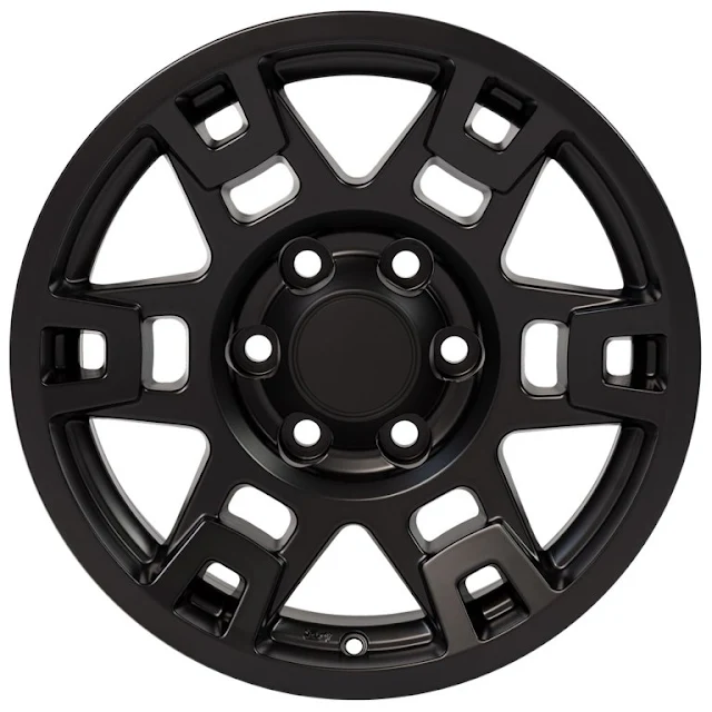 17x7 Matte Black Wheels Fits Toyota Trucks - 4Runner H Spoke TRD Style Black Rims, Hollander 75167 - SET