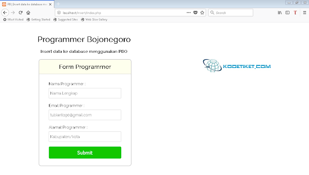 Cara Insert Data Ke Database Menggunakan PDO(PHP Data Objects)