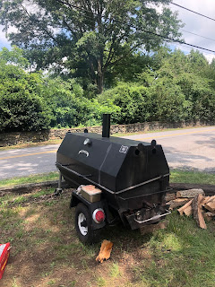 smoker set up with wood