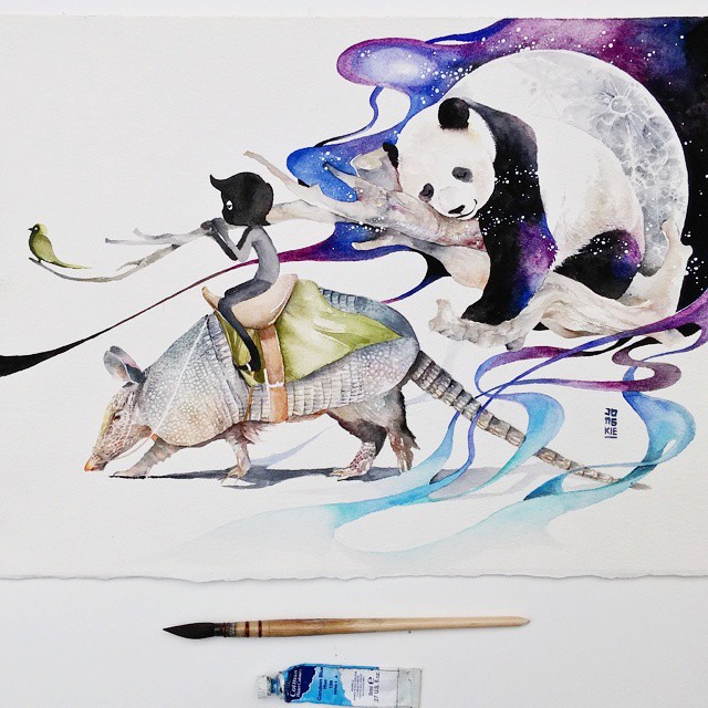 Amazing Watercolor Painting Mr. Black Editions