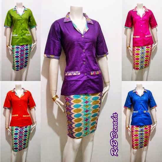  Setelan Baju Batik Blus dan Rok Pendek Busana Baju Batik 