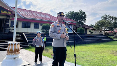 Kapolres Way Kanan Ajak Personel Tingkatkan Kamtibmas Jelang Pemilu 2024