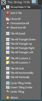 X-tile's menu with the icons fixed