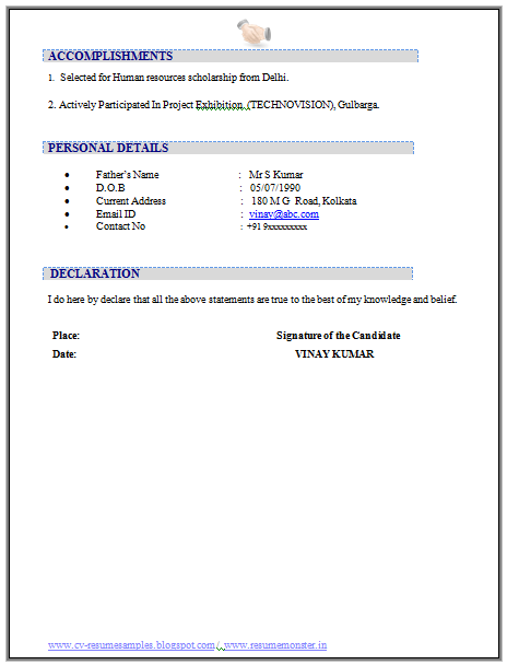 Download Resume Format Here!!!