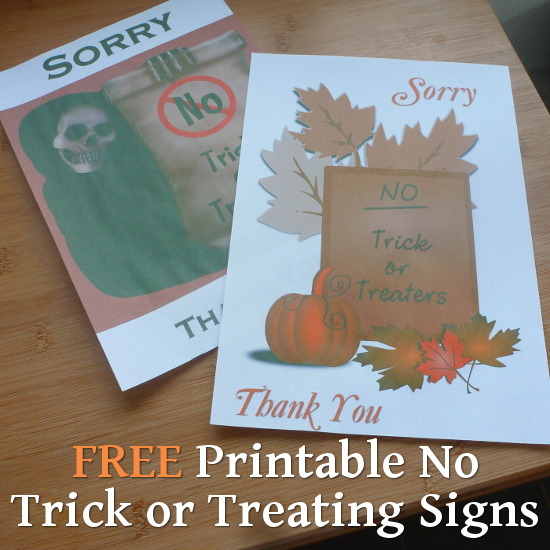 printable sorry no trick or treat posters skeleton grim reaper design, fall pumpkin design posters