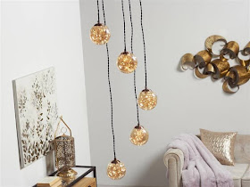 Lampara moderna en bolas de cristal leds oro