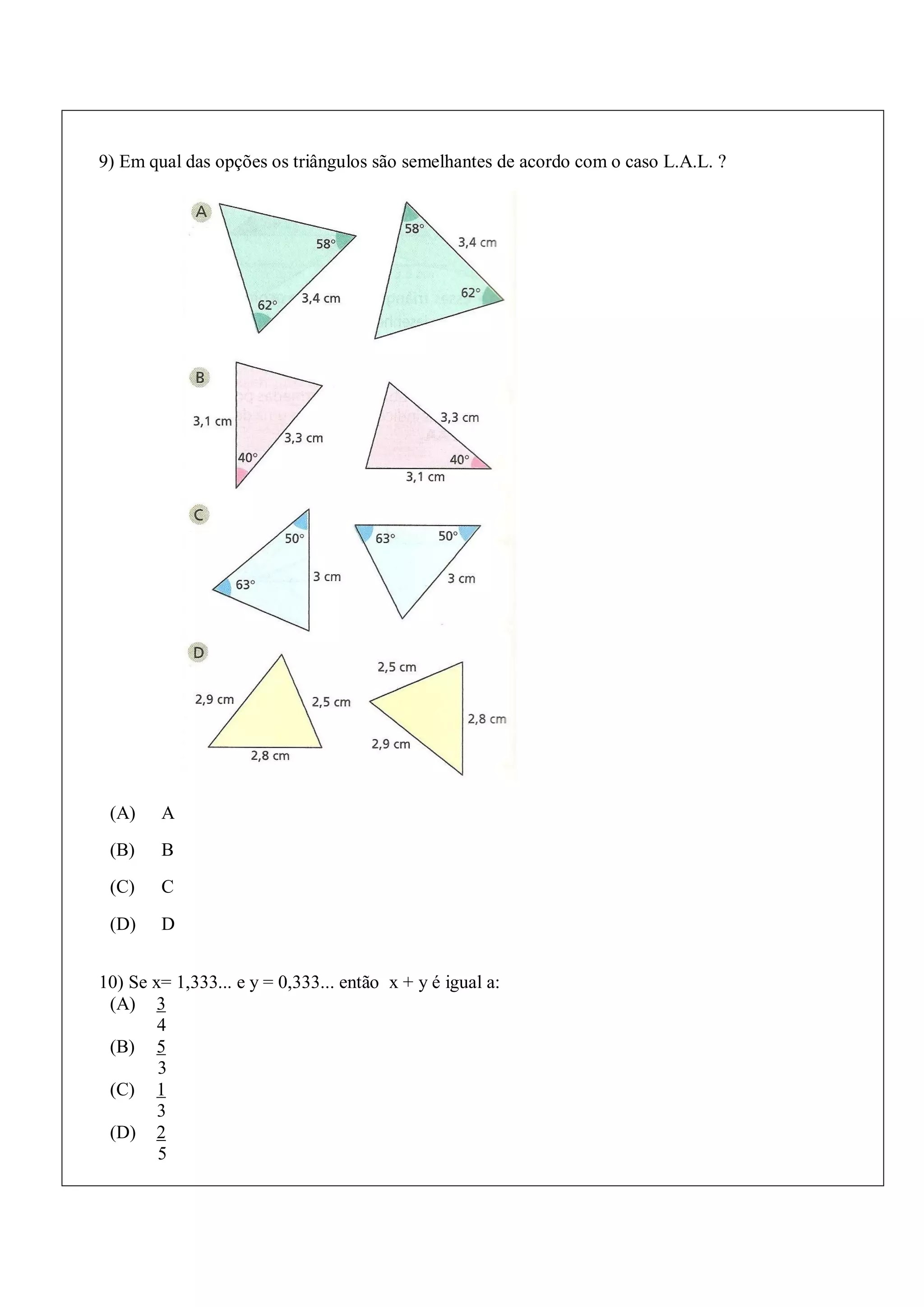 PROVA DE RECUPERAÇÃO MATEMÁTICA 8 ANO.