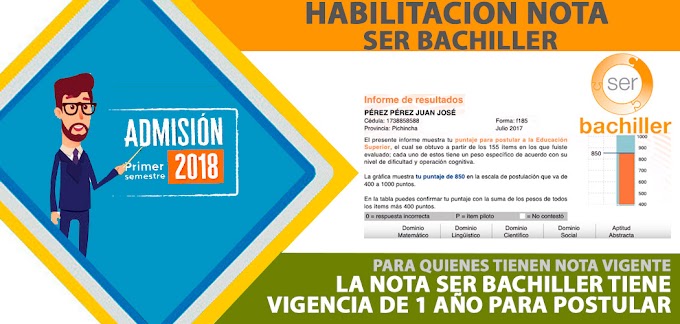 Habilitación Nota Ser Bachiller Para Postular a las Universidades e Institutos Casos y Requisitos  admision.senescyt.gob.ec