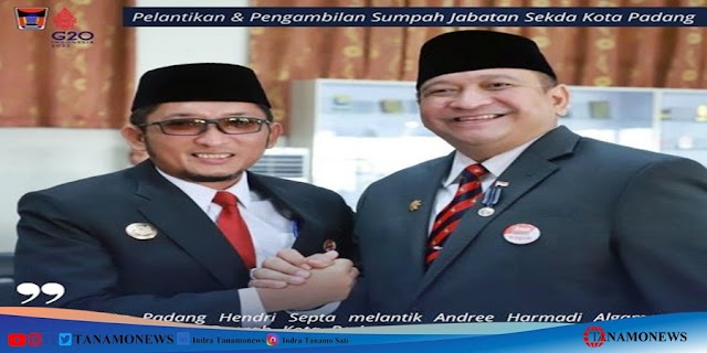 Wako Padang Hendri Septa Lantik Andree Algamar Sekda Padang