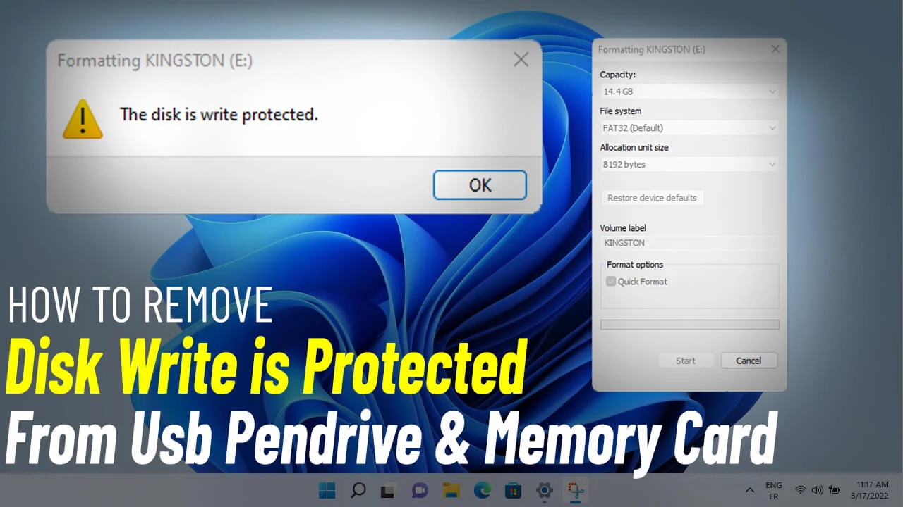 How to Fix disk write is protected and Remove Write Protection From USB Pendrive and Memory card