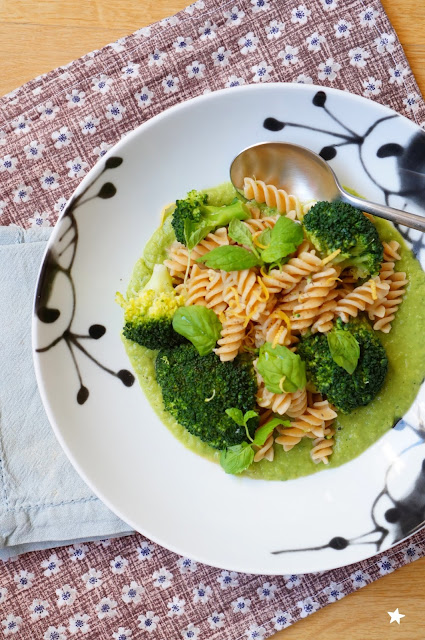 pâtes brocolis petits pois menthe vegan sans lactose