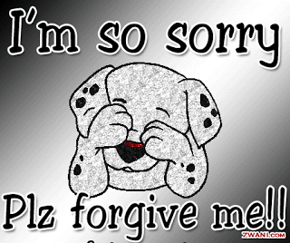 A cute Dog saying sorry and plz forgive me