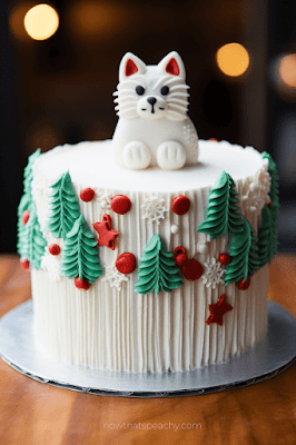 animal fondant cat theme Best 50+ Christmas Cakes to Lust After for Your Festive Party Ideas, Buttercream Frosting Holiday Homemade Cake Inspo to DIY. Dessert Ideas for Events