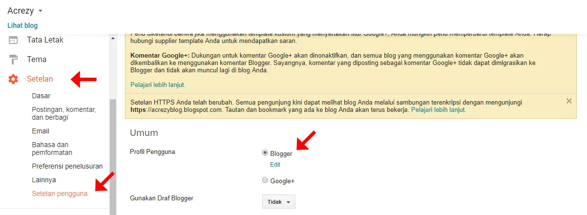 Mengubah Profil Google+ Menjadi Profil Blogger