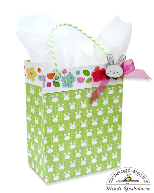 Doodlebug Design Easter Express Gift Bag featuring Collectible Pins by Mendi Yoshikawa