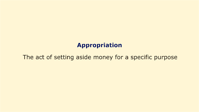 The act of setting aside money for a specific purpose.
