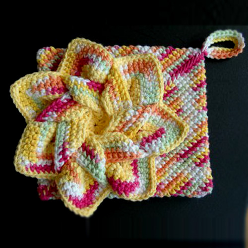 Crocheted Flower Hot Pads - Free Pattern 