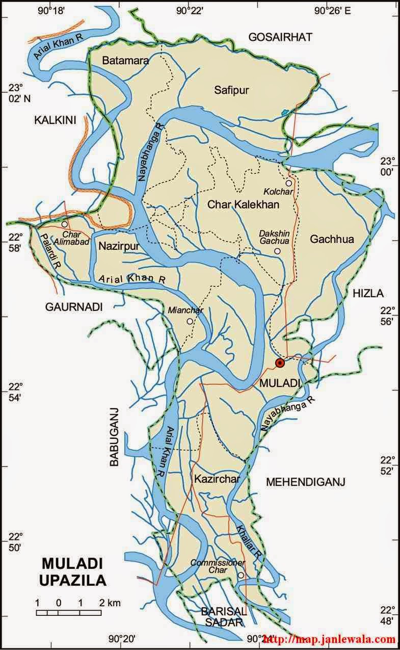 muladi upazila map of bangladesh