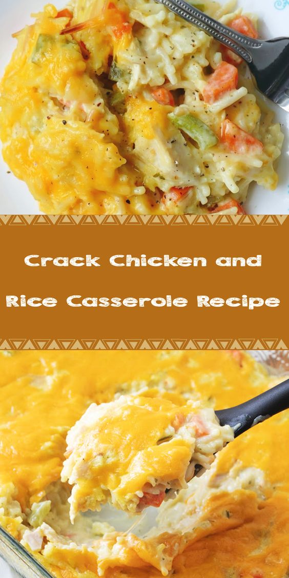 Crack Chicken and Rice Casserole Recipe #dinner #easydinnerrecipe #chickenrecipes #recipeoftheday #chicken #chickenfoodrecipes #chickenhouses #chickendinner #healthyrecipes 