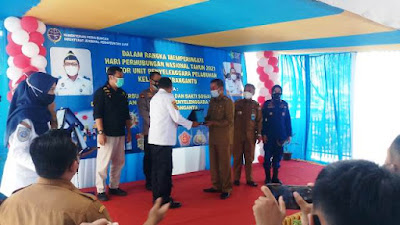 Vaksinasi Dihari Perhubungan Nasional, Satpolair Polres Serang Kota Awasi Prokes