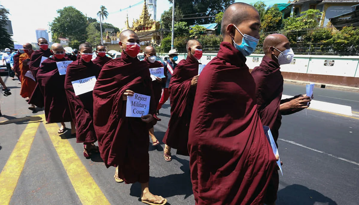 myanmar buddhist monk protest