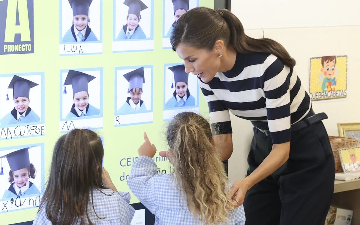 Queen Letizia of Spain attends the Opening of the School Year 2023/2024 at  CEIP do Camino Ingles on September 11, 2023 in Sigueiro/Orosos, Spain  Credit: agefotostock /Alamy Live News Stock Photo - Alamy