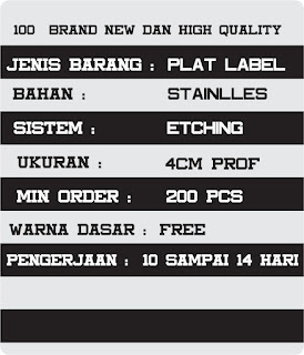 PLAT LABEL LOGAM ANHAS | PLAT LABEL BAHAN STAINLESS | PLAT LABEL LOGAM ANHAS ALLOY