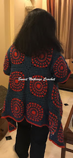 free crochet pattern, free crochet jacket pattern, free crochet kimono jacket pattern, free crochet assymetric jacket pattern, Phildar yarn, free crochet granny square, free crochet granny square jacket pattern, free crochet granny square assymetric jacket pattern,