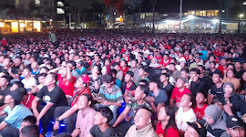 Semangat Garuda Berkobar! Ribuan Suporter Padati Alun-alun Pamulang Nobar Timnas U-23 Indonesia Lawan Uzbekistan