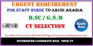 URGENT REQUIREMENT FOR STAFF NURSE TO SAUDI ARABIA