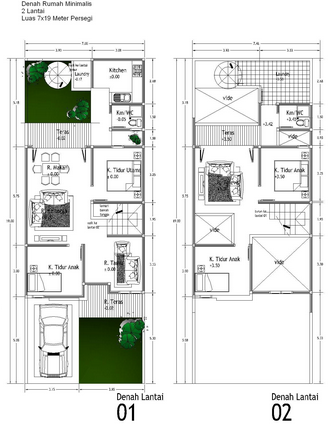 Denah Rumah Minimalis 2 Lantai