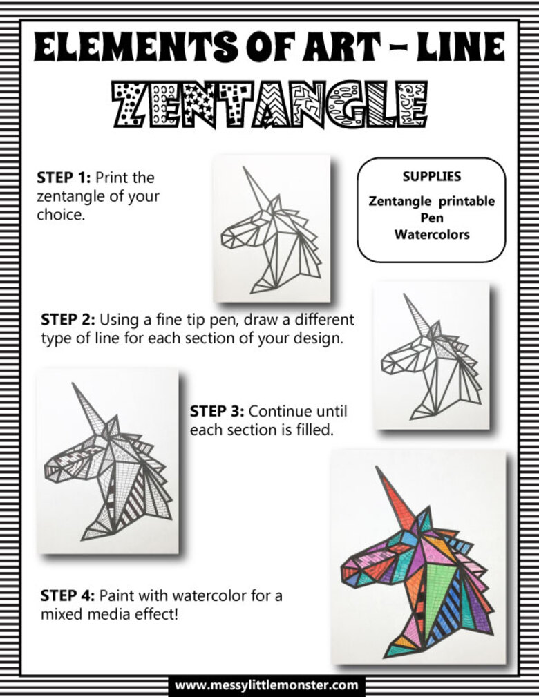 Easy Zentangle Art for Kids - Messy Little Monster