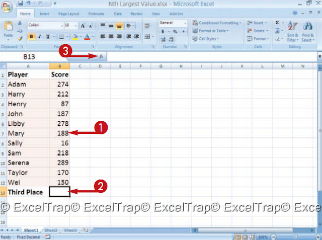 MS Excel : Determine the NTH LARGEST VALUE