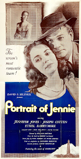 PORTRAIT OF JENNIE. Estados Unidos. Cartel  Three Sheet: 104 x 199 cms. JENNIE. Portrait of Jennie. 1948. Estados Unidos. Dirección: William Dieterle. Reparto: Jennifer Jones, Joseph Cotten, Ethel Barrymore, Lillian Gish, Cecil Kellaway, David Wayne, Albert Sharpe, Henry Hull, Florence Bates, Felix Bressart, Clem Bevans, Maude Simmons.