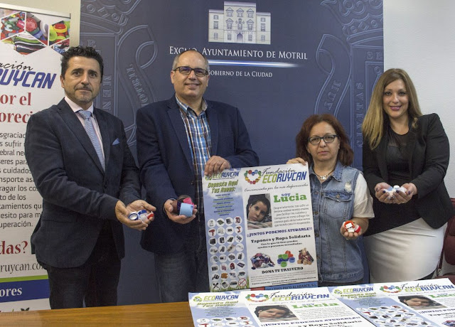 El Ayuntamiento de Motril y la Fundación Ecoruycan inician una campaña solidaria de recogida de tapones para la niña motrileña Lucía Díaz Folgoso