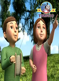 Stephen and Bridget Sir Topham Hatts young grandchildren at the Island of Sodor Festival of Kites