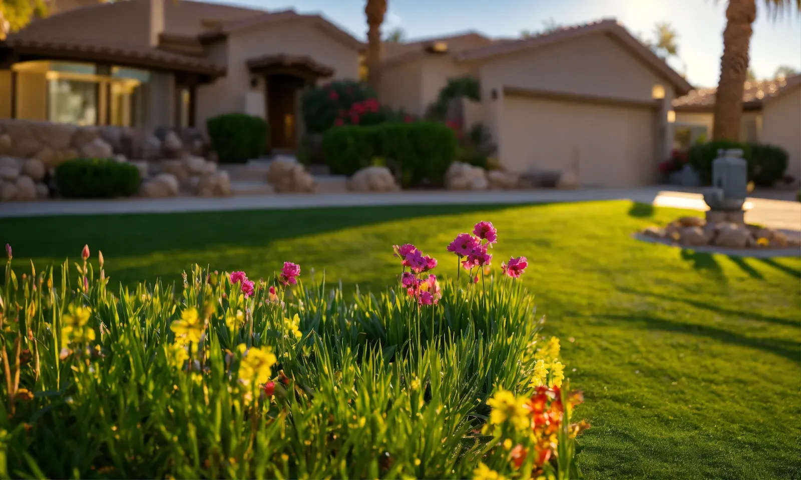 Spring is the best season for landscaping.Close angle shot of a flower showing the results of perfect landscaping work in a North Georgian Property