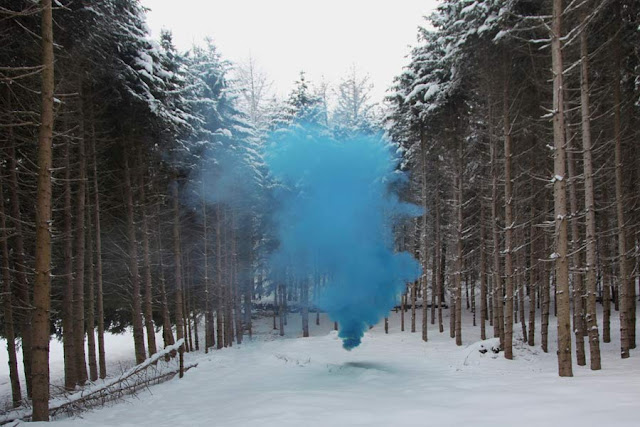 Silence/Shapes no.11 by Filippo Minelli, an ongoing series of photos taken all over the world. fantasy photography forest, colored smoke, yellow smoke, smoke bomb, smoke grenade, photography