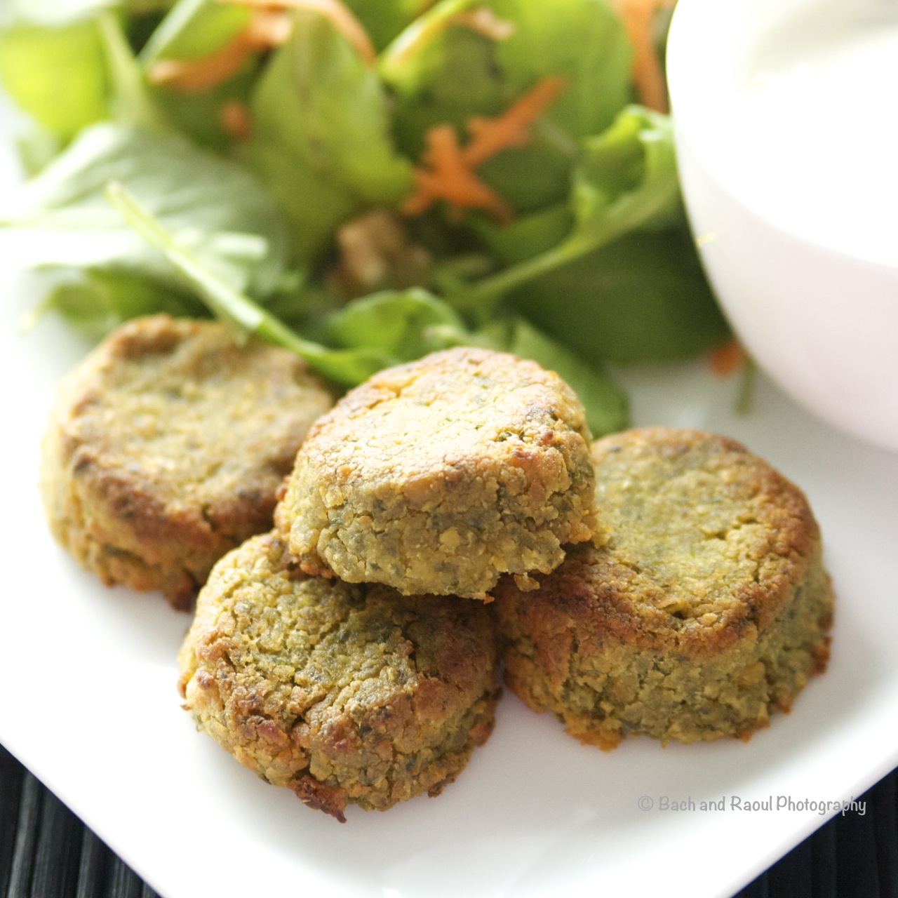 Baked Falafel with Garlic Mint Yogurt Sauce