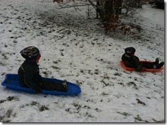 Boys sledding