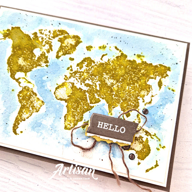 Stampin met Monique, Watercolor World, Stampin Up, Watercolor, Global Design Project, #gdp405, Wereld, zelfgemaakt, zelfgemaakte kaart,