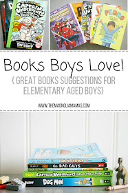 Books boys love! Great book suggestions for elementary aged students. Book series for kids in elementary school. 