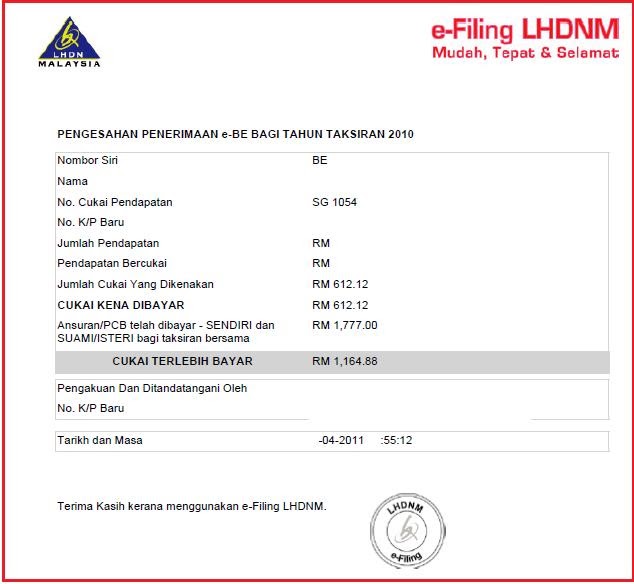 Surat Penyelesaian Cukai Pendapatan