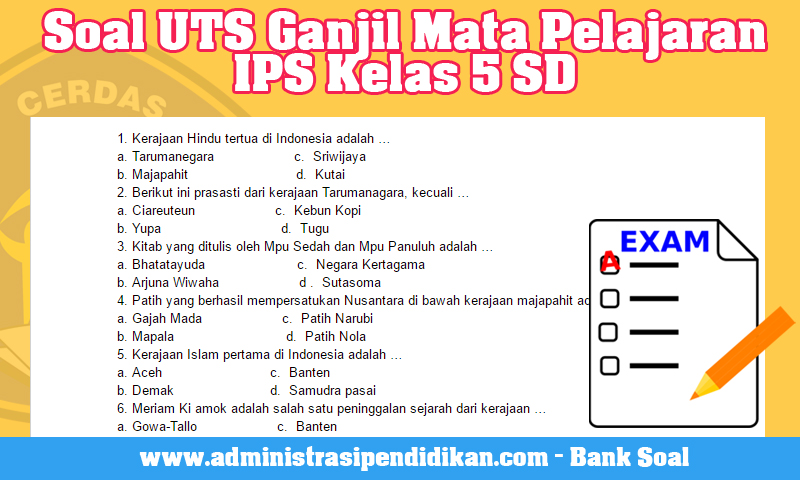 Soal UTS Ganjil Mata Pelajaran IPS Kelas 5 SD