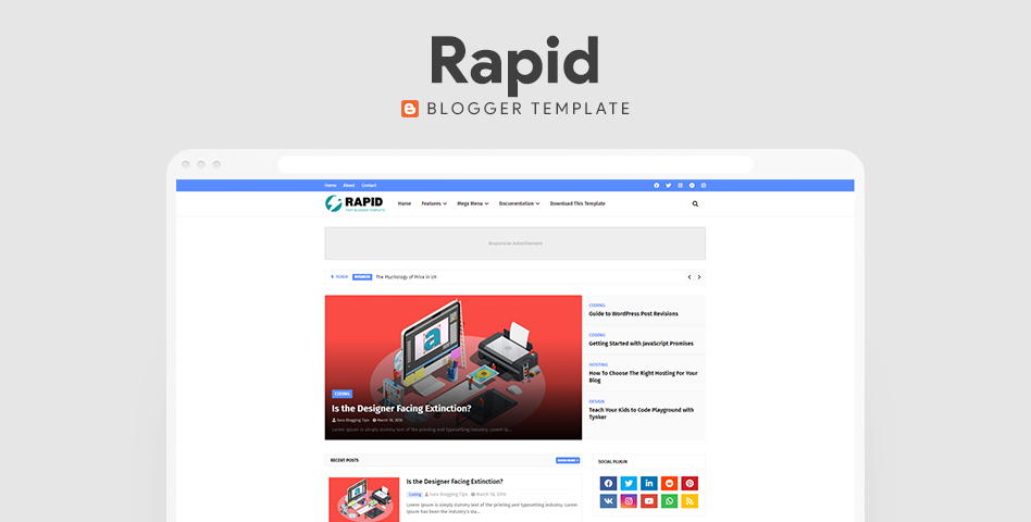 Rapid Blogger Template Responsive SEO Friendly