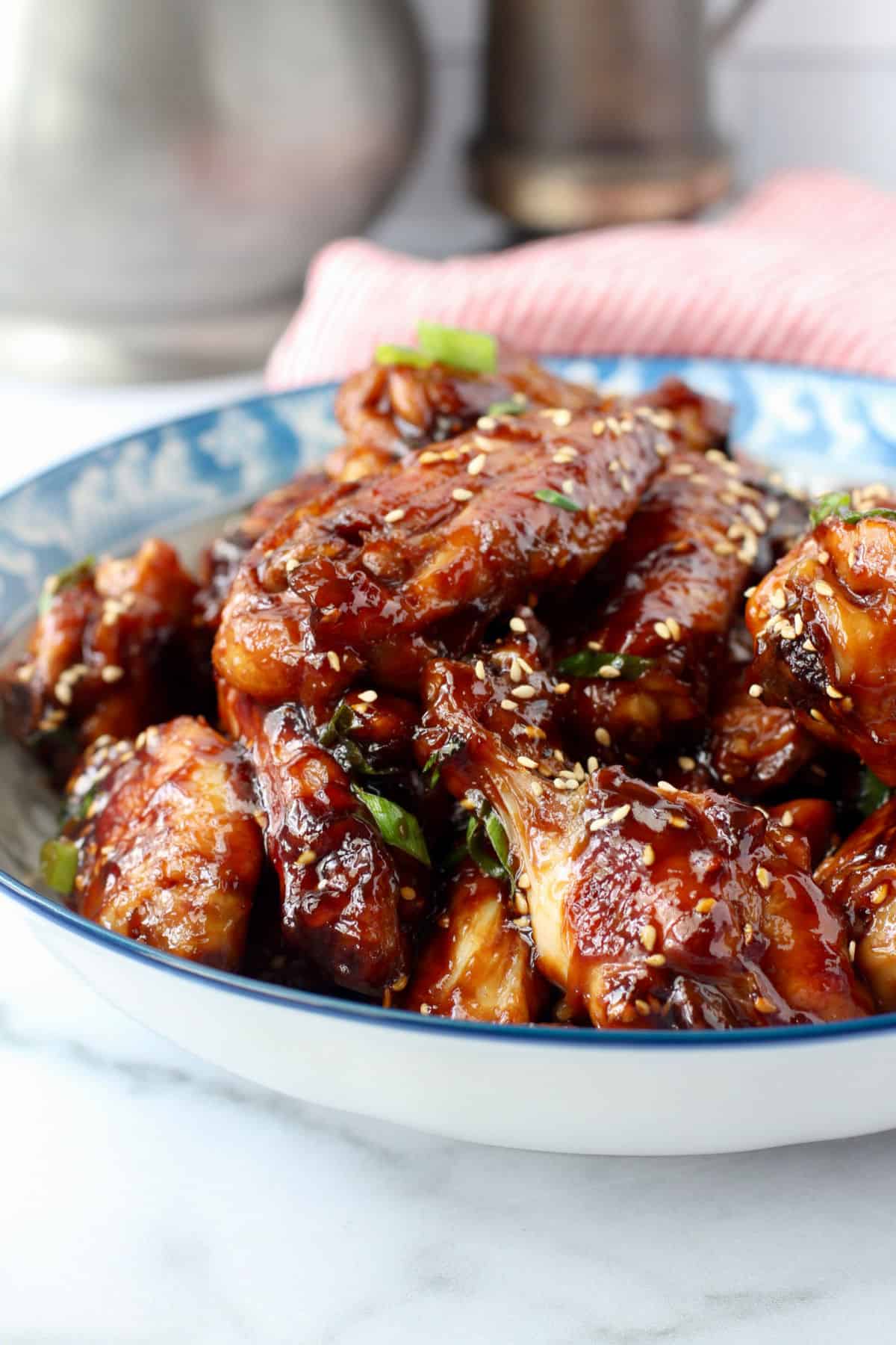 One-Pot Sticky Chicken Wings in a bowl.