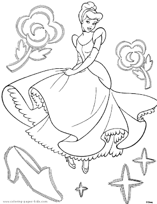 Princess Coloring on Happy Cinderella Coloring Pages