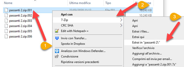 riunione dei file zip in un unico file