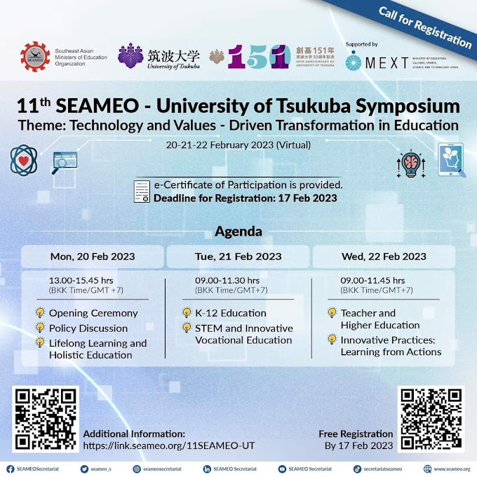 SEAMEO 3-Day Free International for Teachers on Technology and Values - Driven Transformation in Education | February 20-22 with e-Certificate | Register here!